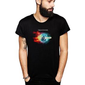 Qivi New Logo Dream Theater Metal Rock Baskılı Siyah Erkek Örme T-shirt