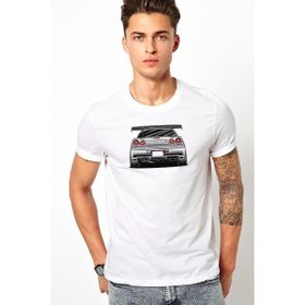 Qivi Nissan Skyline R 34 Baskılı Beyaz Erkek Örme T-shirt