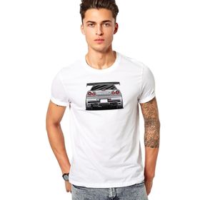 Qivi Nissan Skyline R 34 Baskılı Beyaz Erkek Örme T-shirt