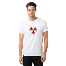Qivi Nükleer Baskılı Beyaz Erkek Örme T-shirt