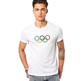 Qivi Olumpiyat Baskılı Beyaz Erkek Örme T-shirt