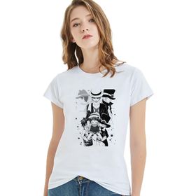 Qivi One Piece Baskılı Beyaz Kadın T-shirt