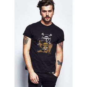 Qivi One Piece Baskılı Siyah Erkek Örme T-shirt