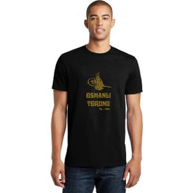 Qivi Osmanlı Torunu Tugra 1453 Baskılı Siyah Erkek Örme T-shirt