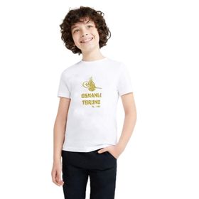 Qivi Osmanlı Torunu Tugra 1453 Baskılı Unisex Çocuk Beyaz T-shirt