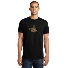 Qivi Osmanlı Tuğrası Baskılı Siyah Erkek Örme T-shirt