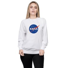 Qivi P11292S3070 Nasa Logo Simge Baskılı Örme Kadın Beyaz Sweatshirt