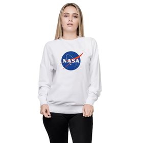 Qivi P11292S3070 Nasa Logo Simge Baskılı Örme Kadın Beyaz Sweatshirt