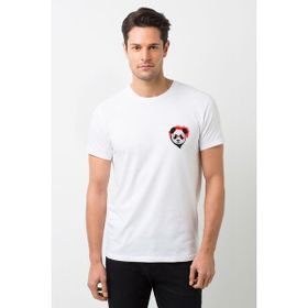 Qivi Panda Baskılı Beyaz Erkek T-shirt