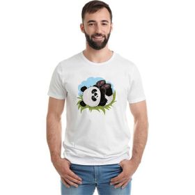 Qivi Panda Baskılı Beyaz Erkek T-shirt