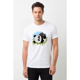 Qivi Panda Baskılı Beyaz Erkek T-shirt