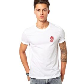 Qivi Parmak İzi Türk Bayrağı Dna Baskılı Beyaz Erkek T-shirt