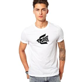 Qivi Peace Güvercin Baskılı Beyaz Erkek Örme T-shirt