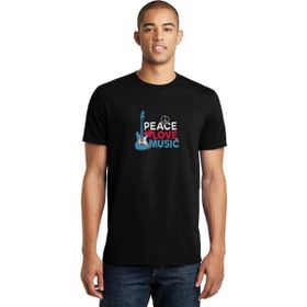 Qivi Peace Love Music Baskılı Siyah Erkek Örme T-shirt