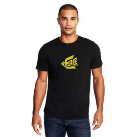 Qivi Peace Sarı Baskılı Siyah Erkek Örme T-shirt