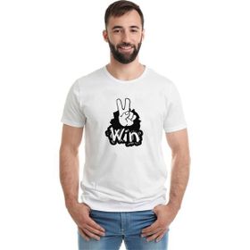 Qivi Peace Win Baskılı Beyaz Erkek T-shirt