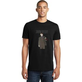 Qivi Peaky Blinders John Shelby Illustration Baskılı Siyah Erkek Örme T-shirt