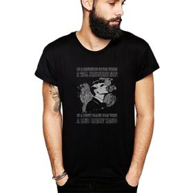 Qivi Peaky Blinders On A Gathering Storm Baskılı Siyah Erkek Örme T-shirt