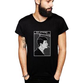 Qivi Peaky Blinders So Fucking Close Baskılı Siyah Erkek Örme T-shirt