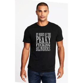 Qivi Peaky Blinders Tommy Shelby By Order Baskılı Siyah Erkek Örme T-shirt