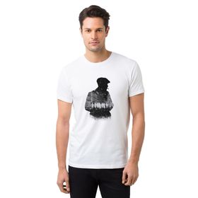 Qivi Peaky Blinders Tommy Shelby Gölge Baskılı Beyaz Erkek T-shirt