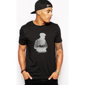 Qivi Peaky Blinders Tommy Shelby Gölge Baskılı Siyah Erkek Örme T-shirt
