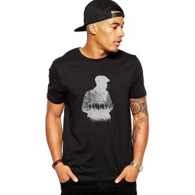 Qivi Peaky Blinders Tommy Shelby Gölge Baskılı Siyah Erkek Örme T-shirt