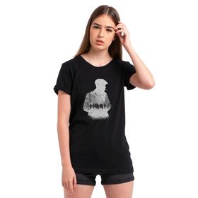 Qivi Peaky Blinders Tommy Shelby Gölge Baskılı Siyah Kadın Örme T-shirt