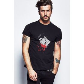 Qivi Peaky Blinders Tommy Shelby Splatter Baskılı Siyah Erkek Örme T-shirt