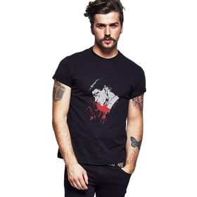 Qivi Peaky Blinders Tommy Shelby Splatter Baskılı Siyah Erkek Örme T-shirt