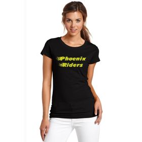 Qivi Phoenix Riders 2 Baskılı Siyah Kadın Örme T-shirt