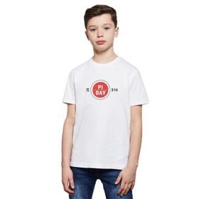 Qivi Pi Day Red Logok Baskılı Unisex Çocuk Beyaz T-shirt