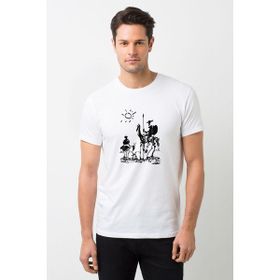 Qivi Picasso Don Quixote Spain Don Baskılı Beyaz Erkek T-shirt