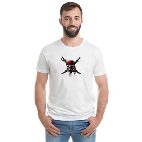 Qivi Pirates of Caribbean Kurukafa Cpt Sparrow Baskılı Beyaz Erkek T-shirt
