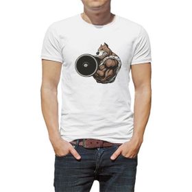 Qivi Pitbull Body Building Baskılı Beyaz Erkek T-shirt