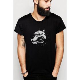Qivi Pitbull Hate Baskılı Siyah Erkek Örme T-shirt