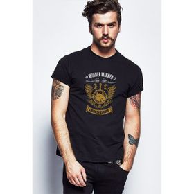 Qivi Pubg Chicken Dinner Baskılı Siyah Erkek Örme T-shirt