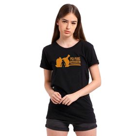 Qivi Pubg Dinner Baskılı Siyah Örme Kadın T-shirt