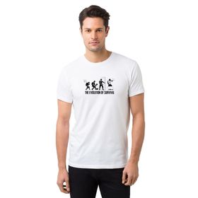 Qivi Pubg Evolıtıon Baskılı Beyaz Erkek T-shirt