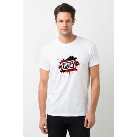 Qivi Pubg Kan Pubg Siyah Baskılı Beyaz Erkek Örme T-shirt