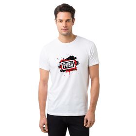 Qivi Pubg Kan Pubg Siyah Baskılı Beyaz Erkek Örme T-shirt