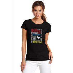 Qivi Pubg Karışık Baskılı Siyah Örme Kadın T-shirt