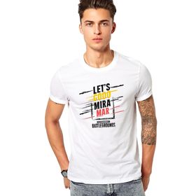Qivi Pubg Miramar Baskılı Beyaz Erkek Örme T-shirt