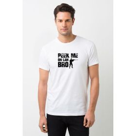 Qivi Pubg Peek Me On Lan Bro Baskılı Beyaz Erkek T-shirt