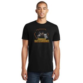 Qivi Pubg Playerunknown's Baskılı Siyah Erkek Örme T-shirt