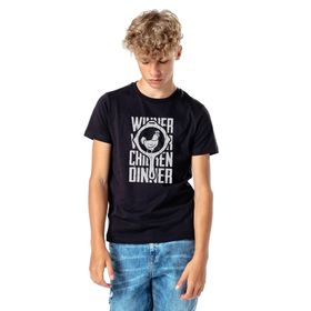 Qivi Pubg Pubg Winner Tava Tavuk Baskılı Unisex Çocuk Siyah T-shirt
