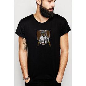 Qivi Pubg Soldier With Hand Gun Baskılı Siyah Erkek Örme T-shirt