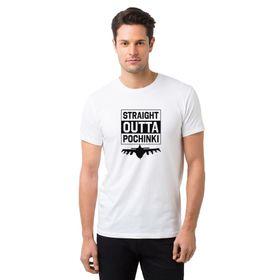 Qivi Pubg Straıght Outta Pochınkı Uçaklı Baskılı Beyaz Erkek T-shirt