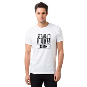 Qivi Pubg Straıght Outta Ruıns Baskılı Beyaz Erkek T-shirt