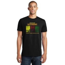 Qivi Pubg Winner Chicken Dinner Baskılı Siyah Erkek Örme T-shirt